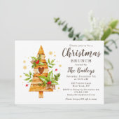 Invitation Brunch de Noël Arbre en Bois Rustique (Debout devant)
