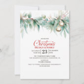 Invitation Brunch de Noël au feuillage aquarelle (Devant)
