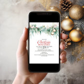 Invitation Brunch de Noël au feuillage aquarelle