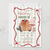 Invitation Brunch de Noël aux rayures vert sauge (Devant)