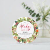 Invitation Brunch de Noël Chic Aquarelle Floral (Debout devant)