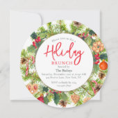 Invitation Brunch de Noël Chic Aquarelle Floral (Devant)