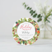 Invitation Brunch de Noël Chic Aquarelle Floral (Debout devant)