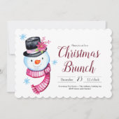 Invitation Brunch de Noël Couleur d'eau douce Snowman Script (Devant)