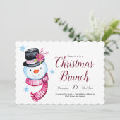Invitation Brunch de Noël Couleur d'eau douce Snowman Script (Debout devant)