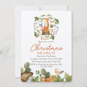 Invitation Brunch de Noël Cute Woodland Fox Aquarelle (Devant)