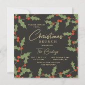 Invitation Brunch de Noël Élégant moderne Holly Floral (Devant)