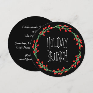 Invitation Brunch de Noël en couronne