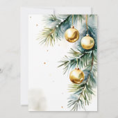 Invitation Brunch de Noël en or baubles pines (Dos)
