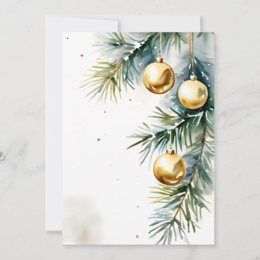Invitation Brunch de Noël en or baubles pines (Dos)