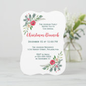 Invitation Brunch de Noël Fleurs d'hiver et Holly (Debout devant)