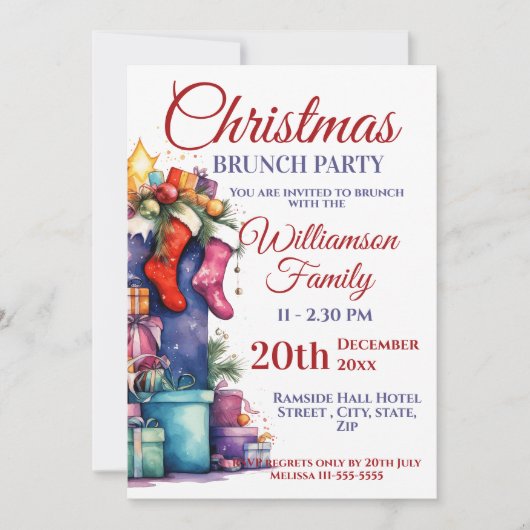Invitation Brunch de Noël Père Noël Sack (Devant)