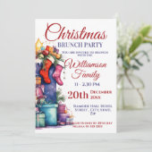 Invitation Brunch de Noël Père Noël Sack (Debout devant)