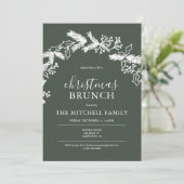 Invitation Brunch de Noël Pine Berry Wreath Green (Debout devant)