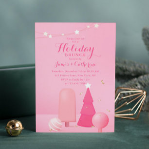 Invitation Brunch de Noël Pink Fête moderne