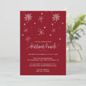 Invitation Brunch de Noël Red Snowflake (Debout devant)
