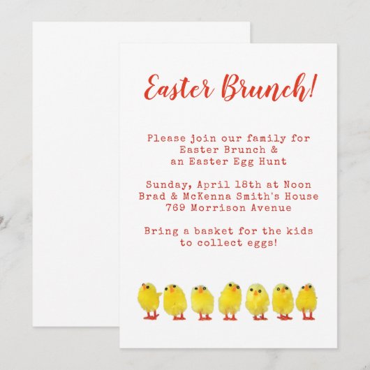 Invitation Brunch de Pâques (Devant / Derrière)