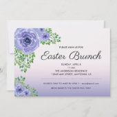 Invitation Brunch de Pâques à fleurs violettes (Devant)