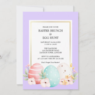 Invitation Brunch de Pâques aquarelle et chasse aux œufs