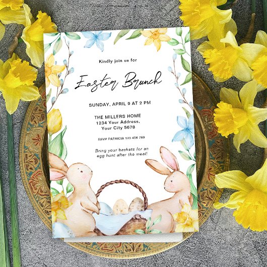Invitation Brunch de Pâques avec lapin