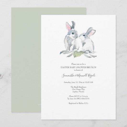 Invitation Brunch de Pâques Baby shower Hommes Neutre (Devant / Derrière)