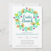 Invitation Brunch de Pâques Bright Turquoise Floral Élégant (Devant)