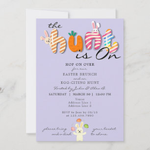 Invitation Brunch de Pâques Chasse aux Oeufs Bunny Lavande co