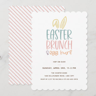 Invitation Brunch de Pâques Chasse aux oeufs Bunny Oreilles I