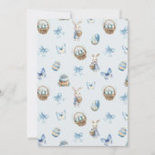 Invitation Brunch de Pâques & Chasse aux Oeufs Cute Bleu Lapi (Dos)