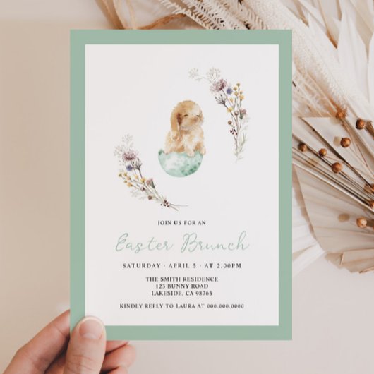 Invitation Brunch de Pâques Cute Bunny