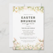 Invitation Brunch de Pâques Cute Pastel Bunny Aquarelle Flora (Devant)