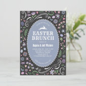 Invitation Brunch de Pâques dans floral violet (Debout devant)