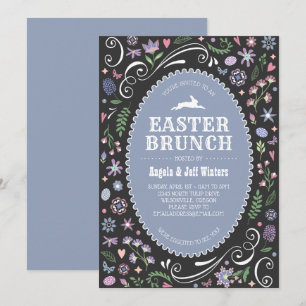 Invitation Brunch de Pâques dans floral violet
