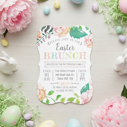 Invitation Brunch de Pâques de printemps tendance