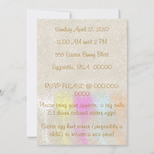 Invitation Brunch de Pâques de tulipe (Dos)