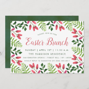 Invitation Brunch de Pâques en fleurs printanières simples