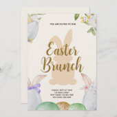 Invitation Brunch de Pâques et chasse aux oeufs | Bunny Fleur (Devant / Derrière)