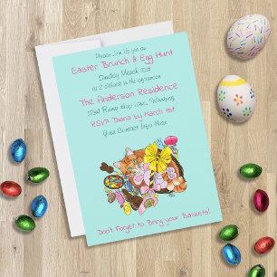 Invitation Brunch de Pâques et chasse aux oeufs Chat