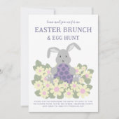 Invitation Brunch de Pâques et chasse aux oeufs Cute Bunny Fl (Devant)