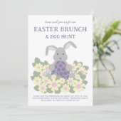 Invitation Brunch de Pâques et chasse aux oeufs Cute Bunny Fl (Debout devant)