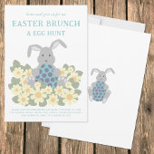 Invitation Brunch de Pâques et chasse aux oeufs Cute Bunny Fl