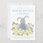 Invitation Brunch de Pâques et chasse aux oeufs Cute Bunny Fl (Devant)