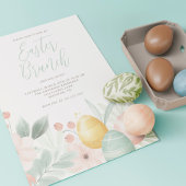 Invitation Brunch de Pâques Floral Aquarelle