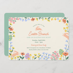 Invitation Brunch de Pâques Floral du printemps moderne
