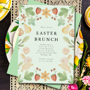 Invitation Brunch de Pâques Fruits Floraux