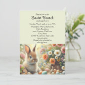 Invitation Brunch de Pâques Jaune Pastel avec Lapin (Debout devant)