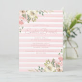 Invitation Brunch de Pâques Joli rose rayé floral chic (Debout devant)