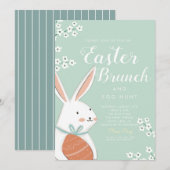 Invitation Brunch de Pâques lapin blanc et oeuf (Devant / Derrière)