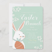 Invitation Brunch de Pâques lapin blanc et oeuf (Devant)