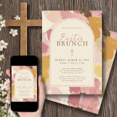 Invitation Brunch de Pâques moderne rose floral